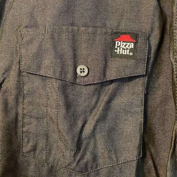 Pizza Hut Employee Gray Button Up Work Shirt size M - Picture 7 of 11